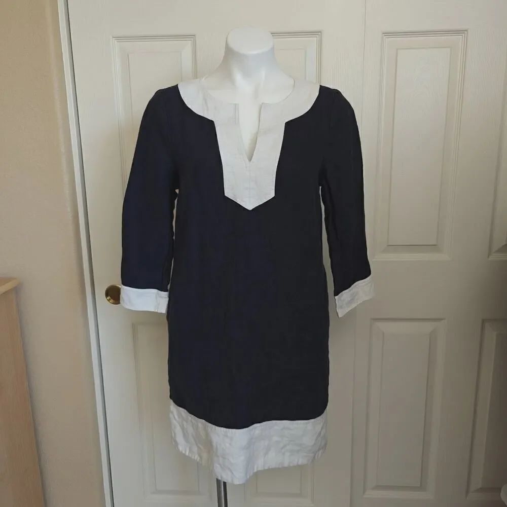 Michael Kors 3/4 sleeve linen shift dress sz M